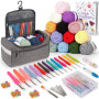 Coopay Kit Crochet Debutant Complet, 15 Pelotes de Laine Crochet, Accessoires de Crochets Tricot, 73 Kits de Crochets Ergonomiqu