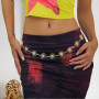 DEFGNOP Ceinture Femme en Métal,Ceinture Dorée Avec Soleil,Boucles Réglables,Western Femme en Métal Convient pour Robes,Jeans,Pu