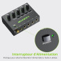 LiNKFOR Mini Mélangeur Audio Stéréo 4 Canaux Mélangeur de Ligne Ultra-Faible Bruit Switch Stereo/Mono, Contrôle du Volume Indépe