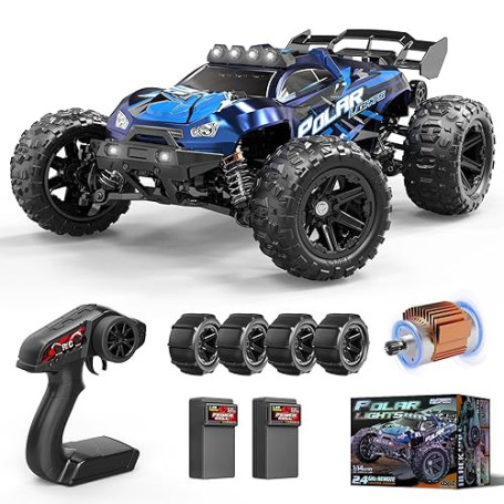 Womaqu Voiture Télécommandée Adulte 1:14 RC 4x4 40 km/h Tout-Terrain Étanche, Camion RC avec 2 Batteries 7.4V 1300mAh 6 lumières