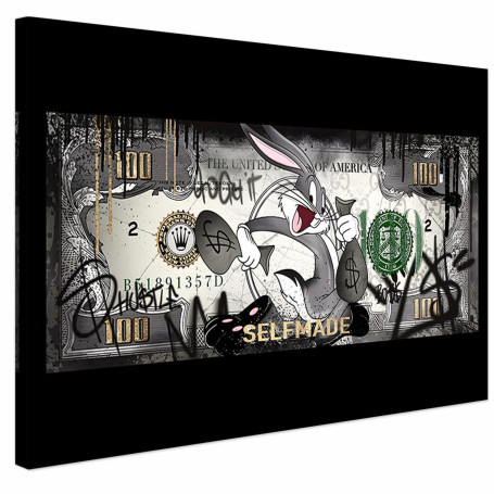 AREDE Tableau Décoration Murale sur Toile | Des insectes sur un billet | Art Déco Salon Chambre | Tableau Moderne 60 x 40 cm | P