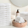 Todocama - Lot de 24 Serviettes de Toilette (30 x 30 cm) 100% Coton Doux et Absorbant, 550 g/m² Premium, (Blanc)