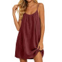 Générique Robe Caraco Dos Nu sans Manches pour Femme, Robe à Bretelles Spaghetti, Robe d'été Courte, légère Fluide et Parfaite p