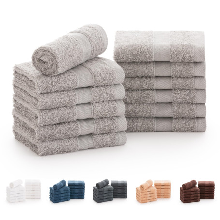Todocama - Lot de 12 Serviettes de Toilette (30 x 30 cm) 100% Coton Doux et Absorbant, 550 g/m² Premium, (Gris Clair)