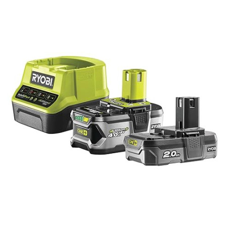 RYOBI - 1 Batterie Lithium+ 18V - 4,0 Ah, 1 Batterie Lithium+ 18V 2,0 Ah et 1 Chargeur Rapide 2,0 A - RC18120-242