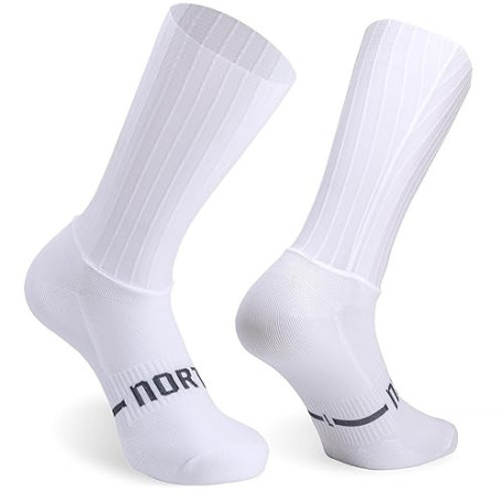 NORTEI Chaussettes Cyclisme Aero, Manchette Haute Compressive en Silicone, Anti-Ampoules, Chaussette d'Entraînement et Compétiti