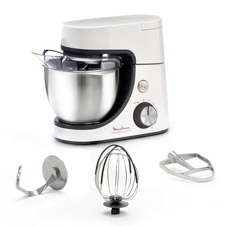 Moulinex Robot pâtissier, Capacité bol 4,6 L, 8 vitesses + Pulse, Technologie Fouet Whisk pour un fouettage parfait, Batteur et
