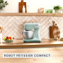 Moulinex, Bake Simple, Robot pâtissier, compact, utilisation facile, Fouet, batteur et crochet petrin, QA1413F0, Vert D'eau