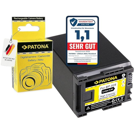 PATONA Batterie BP-828 (2670 mAh / 19,8 Wh) – Remplacement pour Canon BP-828 BP-827 – Compatible avec XA60 XA40 XA20, Legria HF