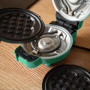 LEHMANN Mini Gaufrier avec Plaques Interchangeables, 4 Rond Formes : Cœur, Classique, Citrouille, Pain d’Épices, Revêtement Anti