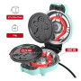 LEHMANN Mini Gaufrier avec Plaques Interchangeables, 4 Rond Formes : Cœur, Classique, Citrouille, Pain d’Épices, Revêtement Anti