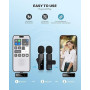 Microphone de Lavalier sans fil pour iPhone, iPad, appareils Android - Mini microphone à pince avec suppression du bruit, appair