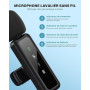 Microphone de Lavalier sans fil pour iPhone, iPad, appareils Android - Mini microphone à pince avec suppression du bruit, appair