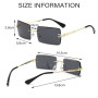 HTTDSLF 4 Pièces Lunettes de Soleil Rectangulaires pour Hommes et Femmes, LLunettes de Soleil Vintage, Sans Monture Lunettes de