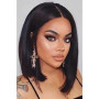 PORSMEER Perruque Femme Noir Bob Courte Naturelle Lisse Synthétique Cheveux Black Wig 10 pouces