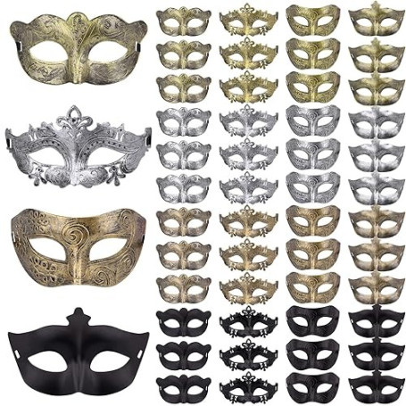 FEQO 48 Piezas Máscara Mascarada Venecianas Hombres Mujeres Máscara Vintage Mascarada Antique Mascaras Media Cara Máscara para C