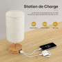 Suright Lampe de Chevet Tactile Lot de 2 avec Ports de Charge USB-A + USB-C, Intensité Variable 3 Voies, Abat-jour en Tissu de L