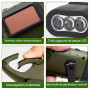 Sporgo Lampe de poche à manivelle LED rechargeable : 2 pièces lampes de poche solaires dynamo avec mousqueton, mini lampe de poc