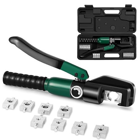 Dechengbao Pince à sertir hydraulique pour cosses de câble 6-70 mm², kit d'outils pour câbles de borne électrique avec 8 matrice