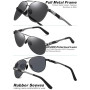 LEDING&BEST Lunettes de soleil polarisées pour pilotes - Hommes/Femmes - Modèle ultraléger - Protection UV400 - Monture métal in