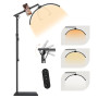 SMOCTAR Lampe Extension de cils Pliable, 70cm Lampe Demi Lune Lampadaire led Avec Support pour Téléphone - Luminosité et Hauteur