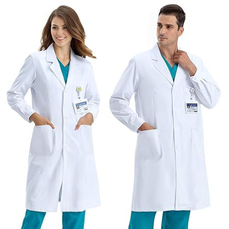 COCREAZY Blouse Blanche Chimie Femme Homme Blouse Chimie Lycee Coton Blouse Laboratoire Collège Blouse Physique Manche Longue Bl