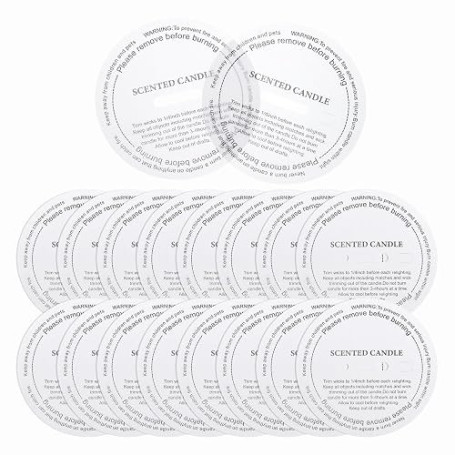 QUARKZMAN 30 Pcs Couvercles Anti-Poussière Pour Bougies, 6.5cm/2.6" Ronds Imprimés Translucides Accessoires Couvercles Protectio