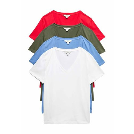 Marks & Spencer Lot de 4 t-Shirts Pur Coton à col en V
