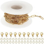 SUNNYCLUE 4x12mm 5m Chaîne de Trombone Chaîne en Acier Inoxydable Doré Plaqué Or 18 carats Collier avec 10pcs Fermoirs et 30pcs