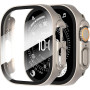 Diruite 2 Pièces Coque pour Apple Watch Ultra 3/2/1 49mm Protection Écran Dur PC Matériel Ultra Mince Verre Trempé Écran Case,Ti
