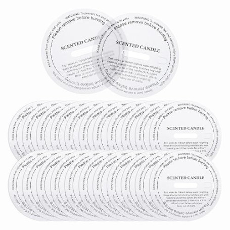 QUARKZMAN 60 Pcs Couvercles Anti-Poussière Pour Bougies, 5.5cm/2.2" Ronds Imprimés Translucides Accessoires De Protection Contre