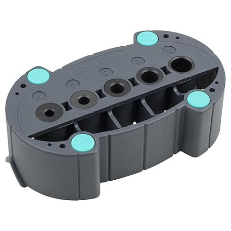 Wolfcraft 4685000 Guide de Perçage Mobile Accumobil pour Forêts Ø 4-10 mm | Gabarit de perçage d'angle à 90° avec patins antidér