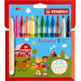 STABILO Trio Jumbo - Feutre de coloriage - Étui carton x 12 feutres pointe large - Coloris assortis