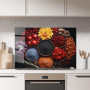 ARTHUB® Crédence de Cuisine en Verre 50x70 cm, Autumn Color Spices | Protection Contre Les éclaboussures, Revêtement Mural en Ca