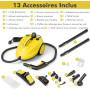 GOPLUS Nettoyeur Vapeur 2000W, 13 Accessoires, Nettoyeur Vapeur Haute Pression 5 Bar, Réservoir d'Eau 1,8L, Température 160℃ pou
