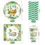 68 Pièce Vaisselle Anniversaire Dino, Assortiments Dinosaure Vaisselle de Fete, Enfant Decoration Anniversaire Assiette Tasse Se