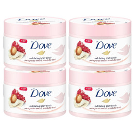 Dove Gommage Crème Douche pour Peau Soyeuse et Lisse - 4 x 225 ml