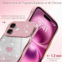 Teageo Coque pour iPhone 16 Bouclée Cadre Paillettes, Doré Rose | Femmes en TPU Souple Décoration à la Mode Téléphone Bumper