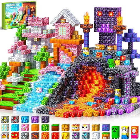 LUVTOY Construction Magnetique Enfant - Cube Magnétique - Jeu Aimant Magnetic avec Jeux Aimants Bloc Magnetique- Jouet Éducatif