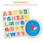 Coogam Puzzle Alphabet en Bois Panneau à Lettres ABC Bouton Blocs de Puzzle Montessori Apprentissage précoce Cadeau Jouet éducat