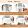 Vonsera Cercle à Gâteau Réglable 6-12 Pouces, Bague à Gâteau Réglable, Anneau de Cuisson Cercle a Patisserie en Acier Inoxydable