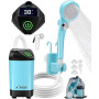 WADEO Kit Douche de Camping, Pompe de Douche Électrique Rechargeable, Pommeau de Douche avec Affichage Intelligent de Températur