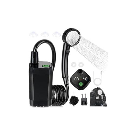 Spopal Kit Douche de Camping, Douche Portable,Pompe de Douche Électrique Rechargeable,Imperméable, avec Afficheur Intelligent et