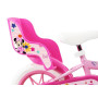 Disney Vélo Enfant 12' Minnie de livré avec Casque Minnie et équipé de 1 Frein, Panier Avant, Porte poupée arrière, Garde boues,