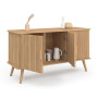 IDMarket - Buffet 110 cm Juliette 3 Portes Lattes tasseau Bois Coloris chêne
