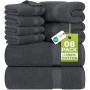 Utopia Towels - Lot de 8 Serviettes en Coton avec Crochet de Suspension – 2 Serviettes de Bain, 2 Serviettes et 4 Serviettes de