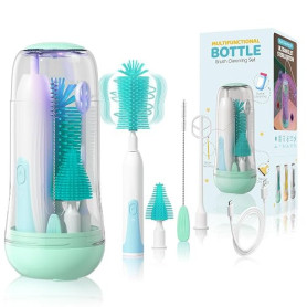 Orzbow Ensemble de Goupillon Biberon Silicone Electrique,Portable Brosse Biberon Bébé Lave Biberon Electrique avec Stérilisateur