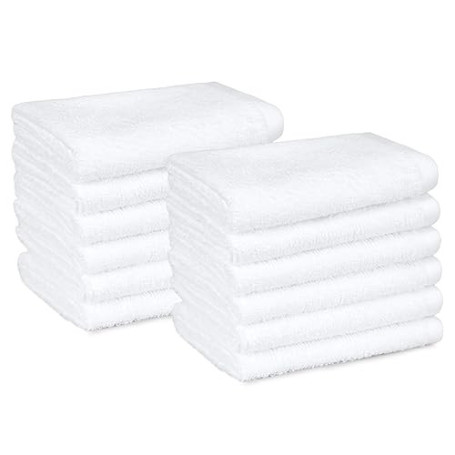 Amazon Basics Lot de 12 Gants de Toilette - 100% Coton, Séchage Rapide, Très Absorbants - Pour Usage Quotidien - 30 x 30 cm, Bla