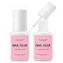 Sularpek 2Pcs Colle Faux Ongles, 8ml Colle à Ongles Extra Forte avec Brosse, Séchage Rapide Professionnel Colles pour Ongles Acr
