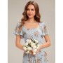 Ever-Pretty Robes de Demoiselle d'honneur Col Carrée Manches Courtes Mousseline Maxi Robe évasée ES02703
